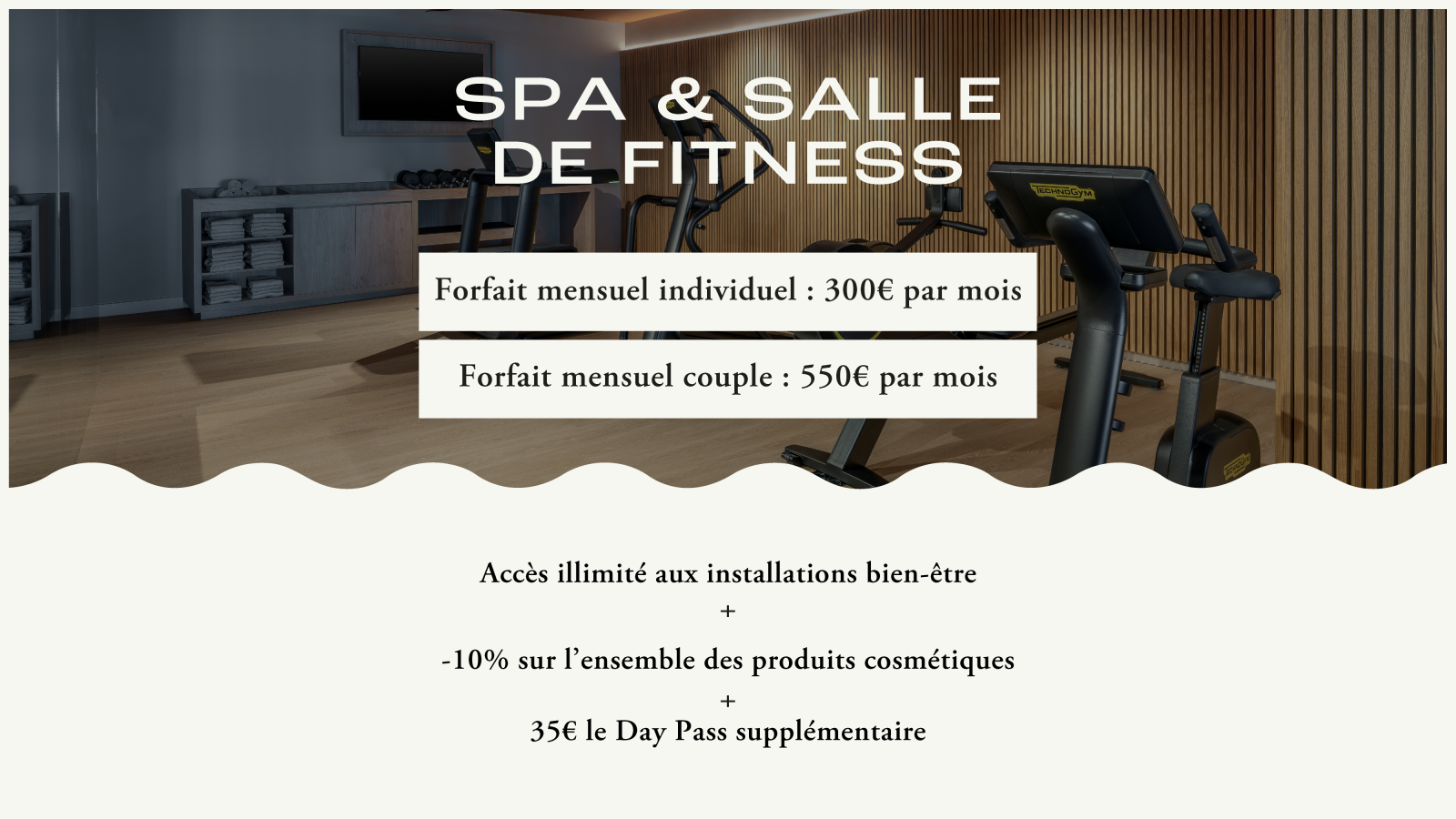 Spa et salle de fitness offre formules mensuelles au spa marina baie des anges hotel