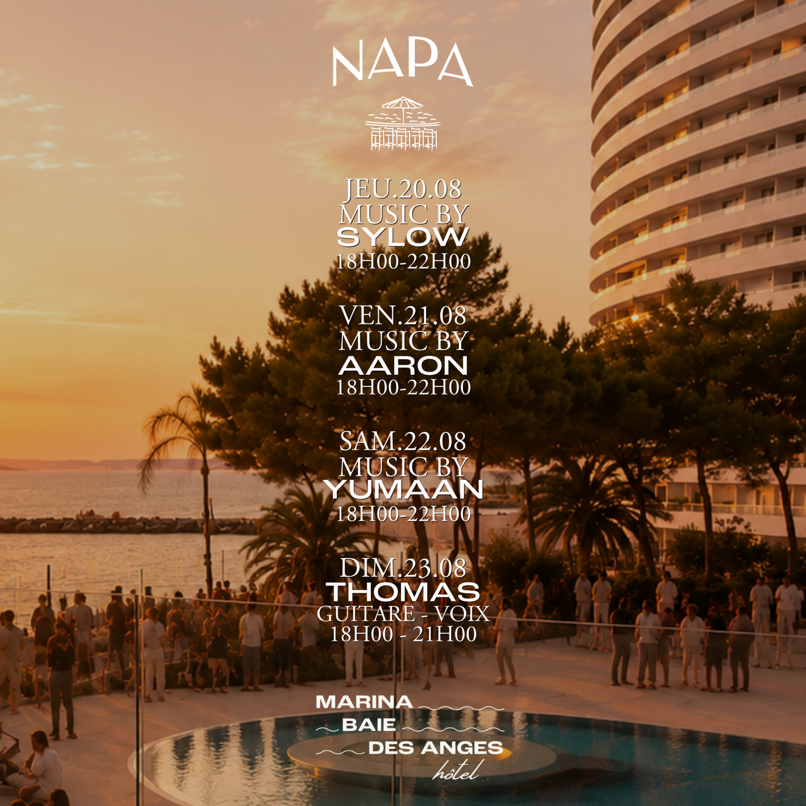 programmation napa restaurant du 20 au 23 aout 2026, côte d'azur