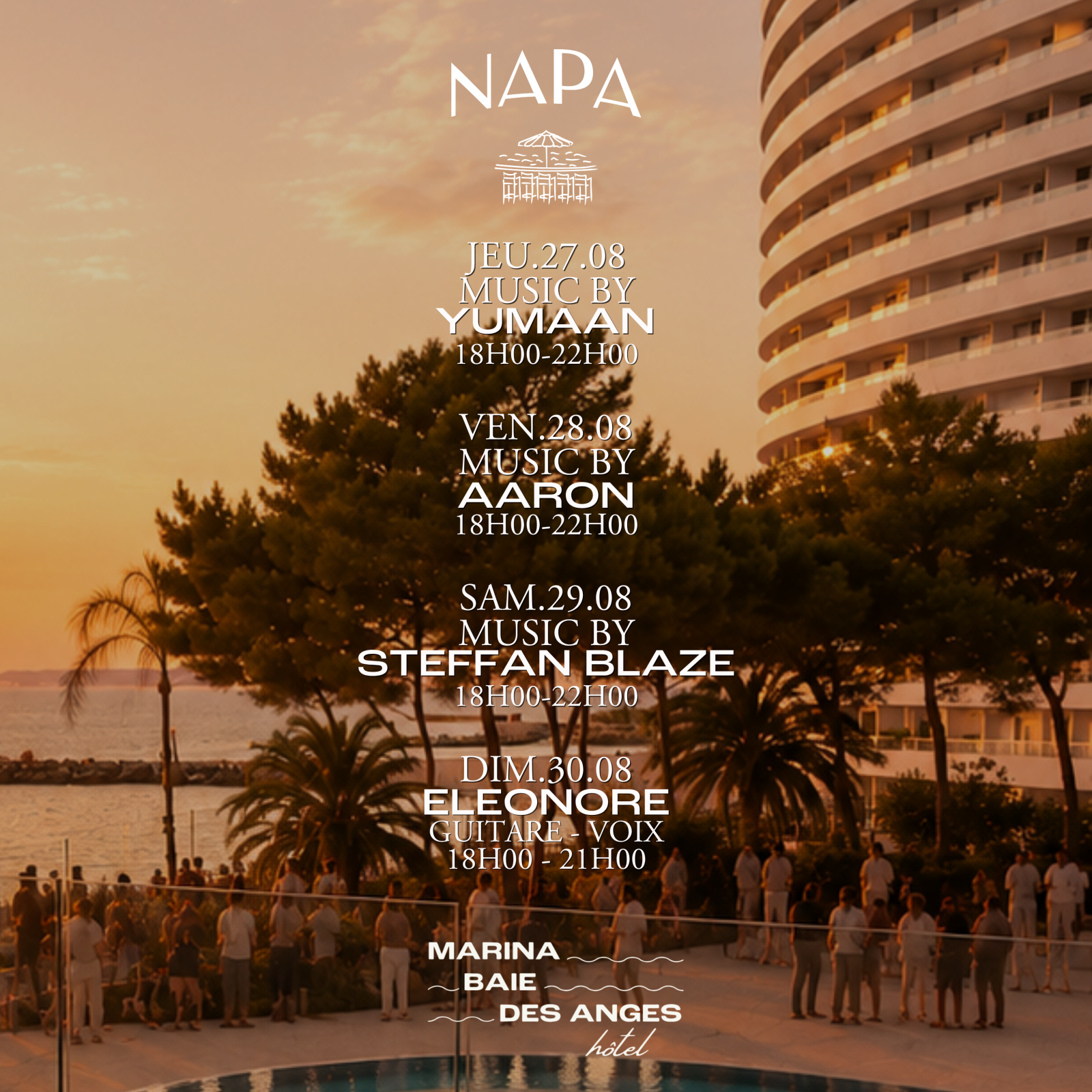 programmation napa restaurant du 27 au 30 aout 2026, côte d'azur